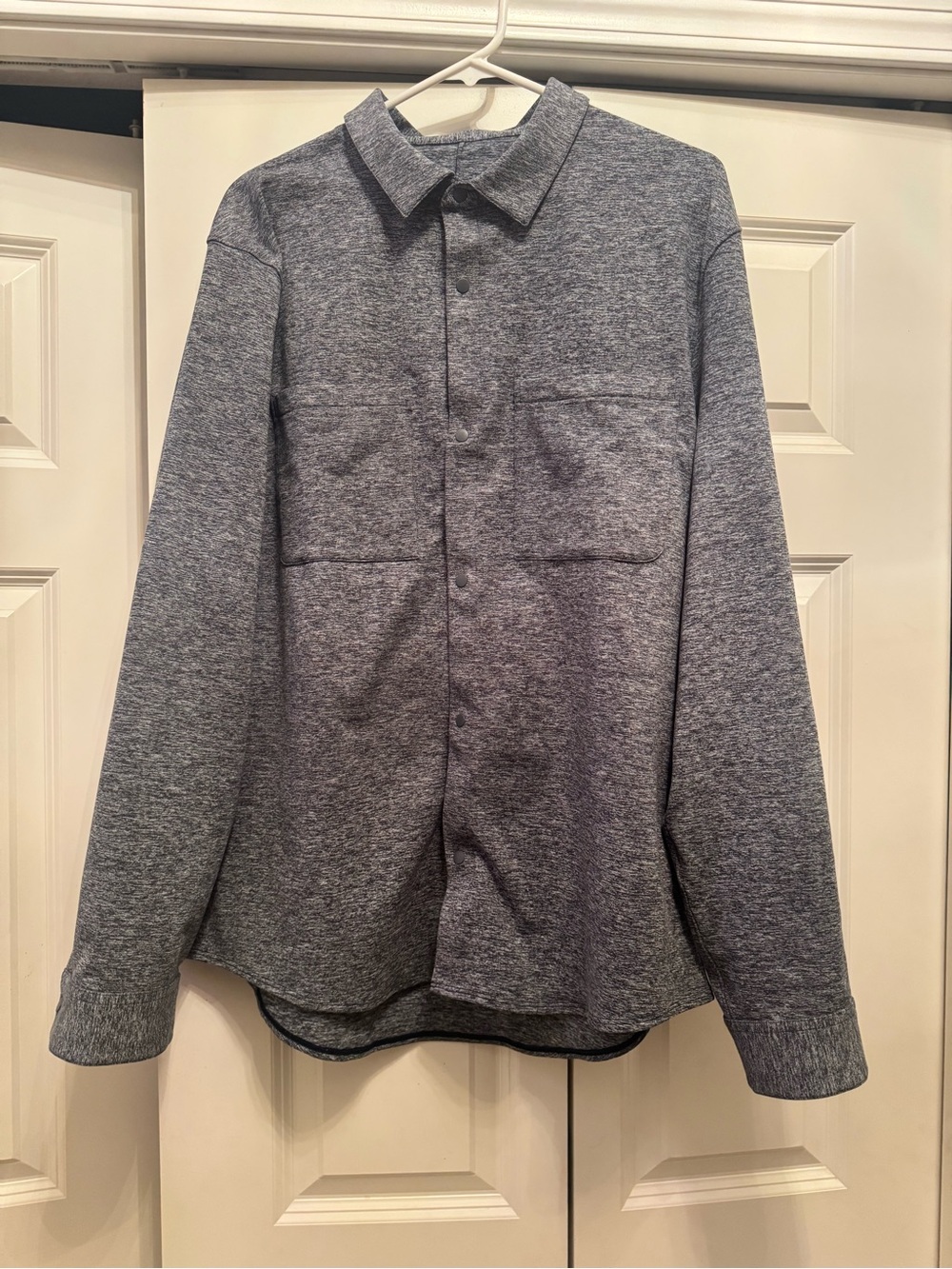 Lululemon Rulu Long Sleeve Snap Button Up Shirt Heathered Blue XL